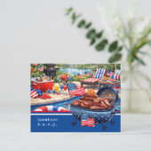 4th of July Celebration Barbecue Party invitation Postkarte (Stehend Vorderseite)