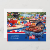 4th of July Celebration Barbecue Party invitation Postkarte (Vorne/Hinten)