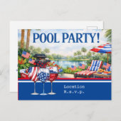 4th of July Celebration Barbecue Pool Party Postkarte (Vorne/Hinten)
