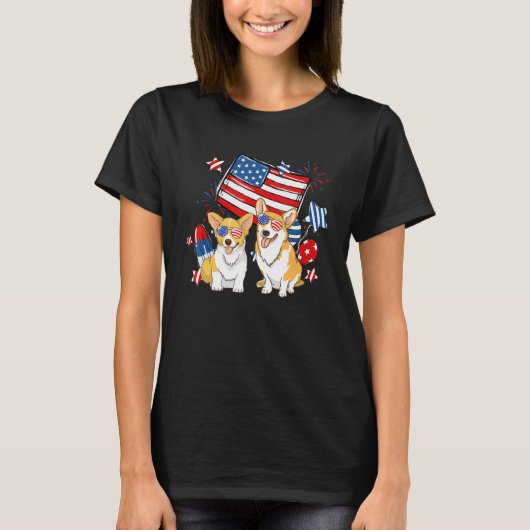 4th Of July Corgi Dog Independence Day Patriotic T-Shirt (Vorderseite)