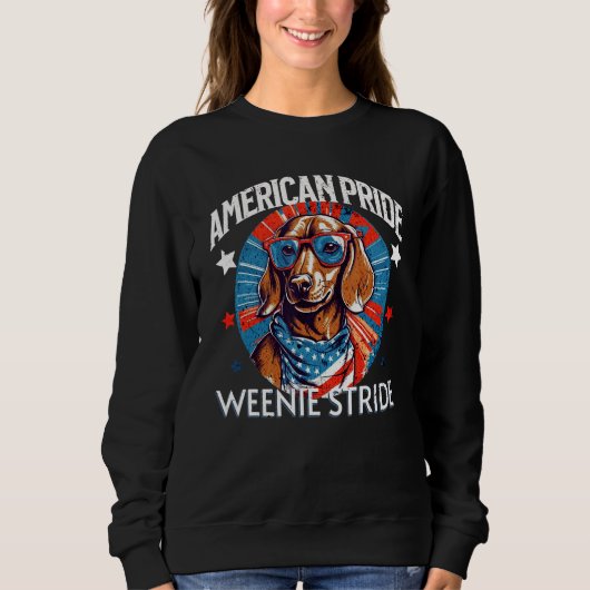 4th of July Dachsund Weiner Dog Weenie USA Americ Sweatshirt (Vorderseite)