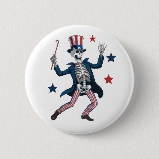 4th of July Dancing Skeleton Button (Vorderseite)