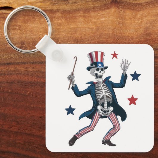 4th of July Dancing Skeleton Schlüsselanhänger (Vorderseite)