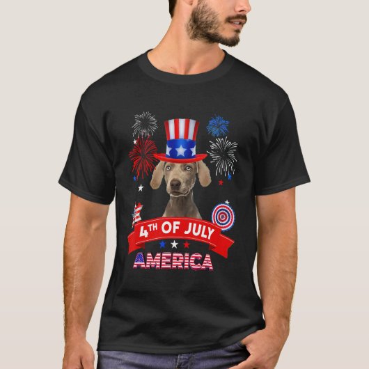 4th of July Decor Patriotic LOVE Weimaraner Dog US T-Shirt (Vorderseite)