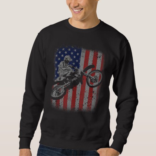 4th of July Dirt Bike Motocross American Flag MX Sweatshirt (Vorderseite)