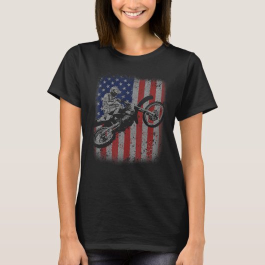 4th of July Dirt Bike Motocross American Flag MX T-Shirt (Vorderseite)