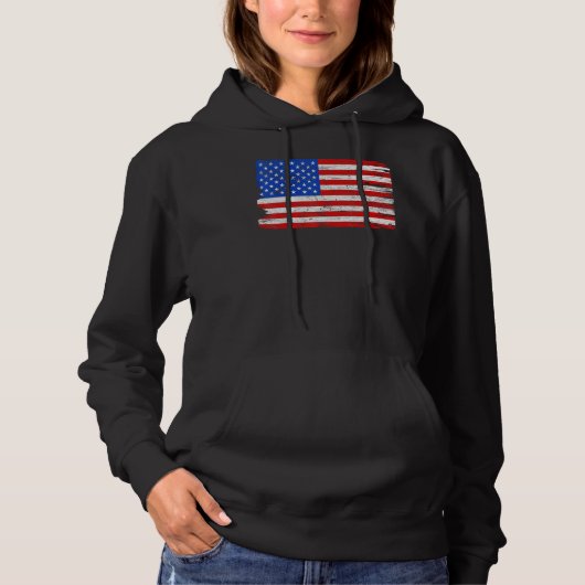 4th of July Distressed American Flag USA Men Women Hoodie (Vorderseite)