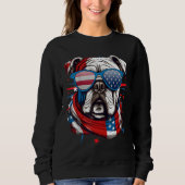 4th Of July Dog Bulldog American Flag Independence Sweatshirt (Vorderseite)