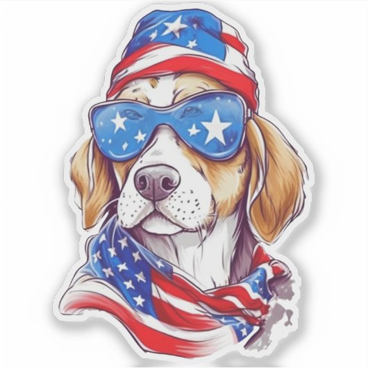 4th Of July Dog Sublimation-66361 Aufkleber (Vorderseite)