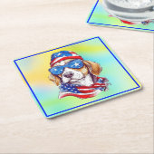 4th Of July Dog Sublimation-66361 Rechteckiger Pappuntersetzer (angewinkelt)