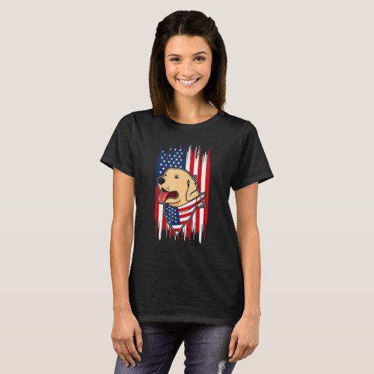 4th of July Dog USA Independence Day American Holi T-Shirt (Vorne ganz)