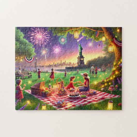 4th of July Family Picnic Statue of Liberty Puzzle (Horizontal)