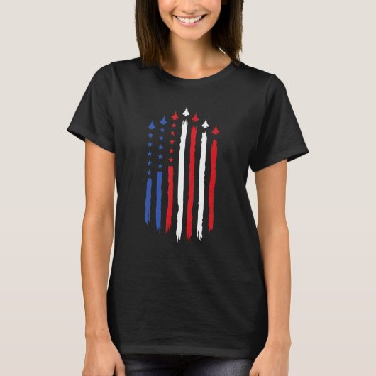4th of July Fighter Jets with USA American Flag Ce T-Shirt (Vorderseite)