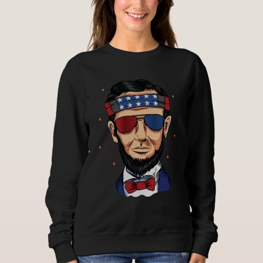 4th of July for Men Drinking Like Lincoln Abraham  Sweatshirt (Vorderseite)