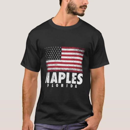 4Th Of July For Naples Florida American Flag T-Shirt (Vorderseite)