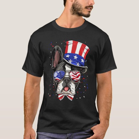 4th of July French Bulldog Patriotic American USA T-Shirt (Vorderseite)
