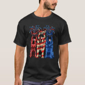 4th Of July German Shepherd American Flag Red Whit T-Shirt (Vorderseite)