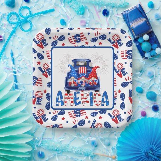 4th Of July Gnomes Pappteller (Party)