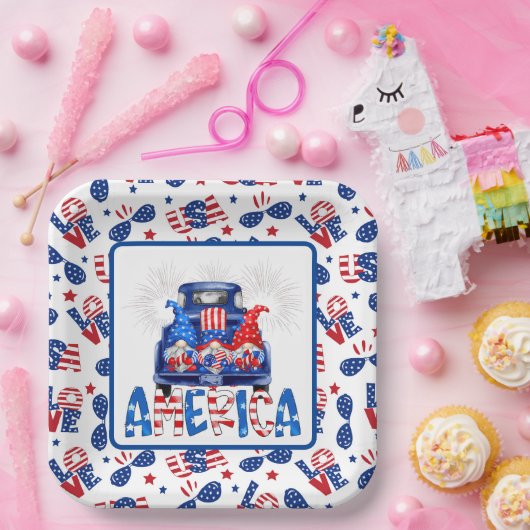 4th Of July Gnomes Pappteller (Party)