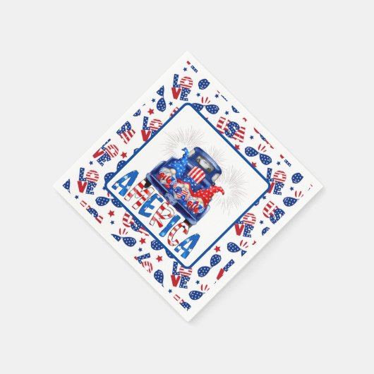 4th Of July Gnomes Serviette (Ecke)