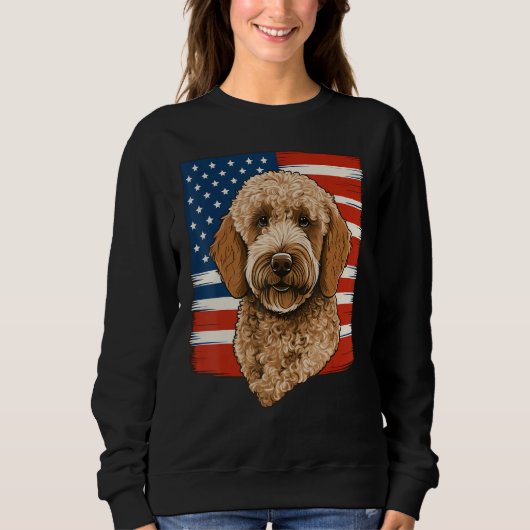 4th Of July Goldendoodle on Patriotic American Gol Sweatshirt (Vorderseite)