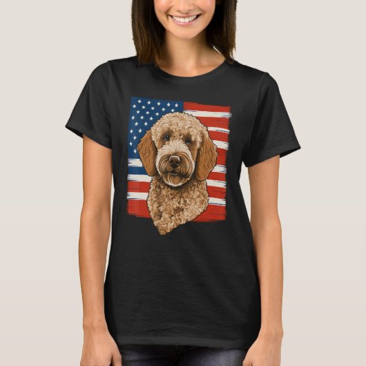 4th Of July Goldendoodle on Patriotic American Gol T-Shirt (Vorderseite)