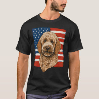 4th Of July Goldendoodle on Patriotic American Gol T-Shirt