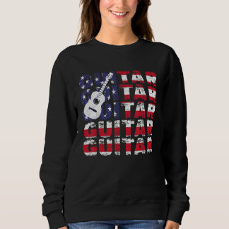 4th Of July Guitar American Flag Vintage Guitarist Sweatshirt