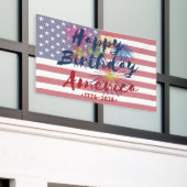 4th of July Happy Birthday America USA 250th Banner (Äußeres Gebäude)
