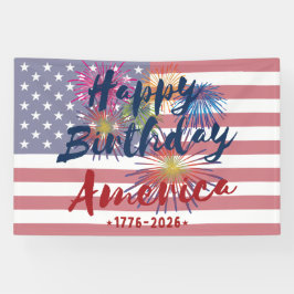 4th of July Happy Birthday America USA 250th Banner