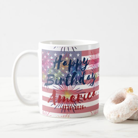 4th of July Happy Birthday America USA 250th Kaffeetasse (Mit Donut)