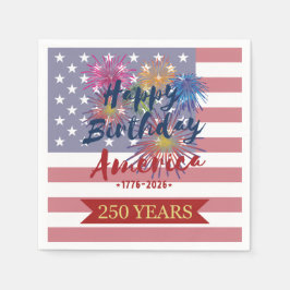 4th of July Happy Birthday America USA 250th Paper Serviette