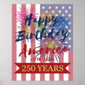 4th of July Happy Birthday America USA 250th Poster (Vorne)