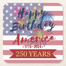 4th of July Happy Birthday America USA 250th Rechteckiger Pappuntersetzer