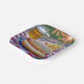 4th of July Hot Dog With Beer and Fries Pappteller (Gewinkelt)