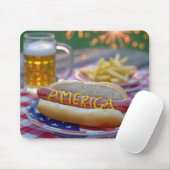4th of July Hot Dog With Beer Mousepad (Mit Mouse)