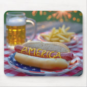 4th of July Hot Dog With Beer Mousepad (Vorne)