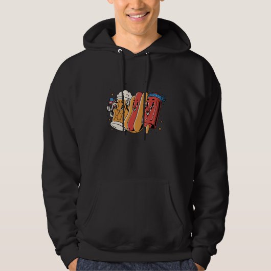 4th Of July Hotdog American Flag Patriotic Vetera Hoodie (Vorderseite)