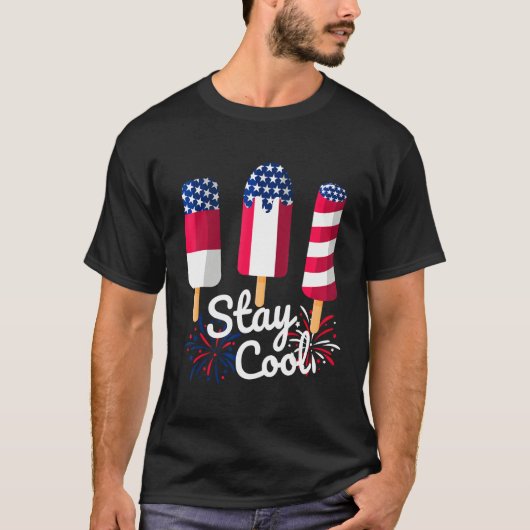 4th Of July Ice Pops Red White Blue American Flag T-Shirt (Vorderseite)