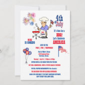 4th of July Independence Day BBQ Fireworks  Einladung (Vorderseite)