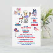 4th of July Independence Day BBQ Fireworks  Einladung (Stehend Vorderseite)