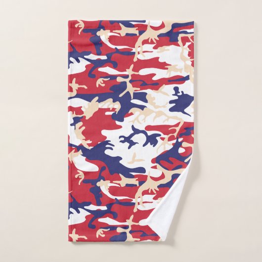 4th of July, Independence day, Camouflage Beige Badhandtuch Set (Handtuch)