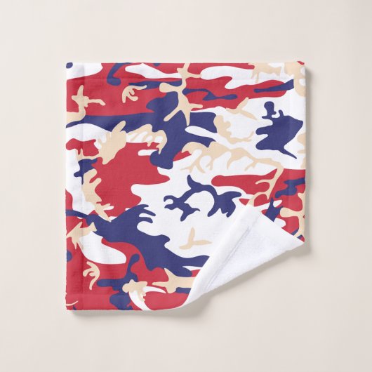 4th of July, Independence day, Camouflage Beige Badhandtuch Set (Waschlappen)