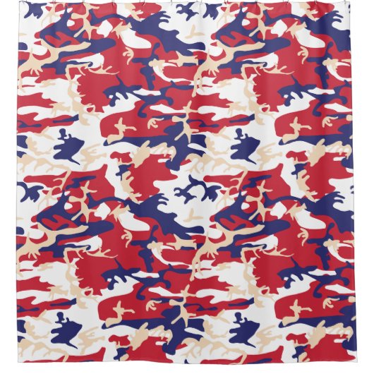 4th of July, Independence day, Camouflage Beige Duschvorhang (Vorderseite)