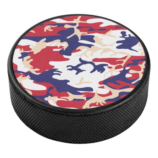 4th of July, Independence day, Camouflage Beige Eishockey Puck (3/4)