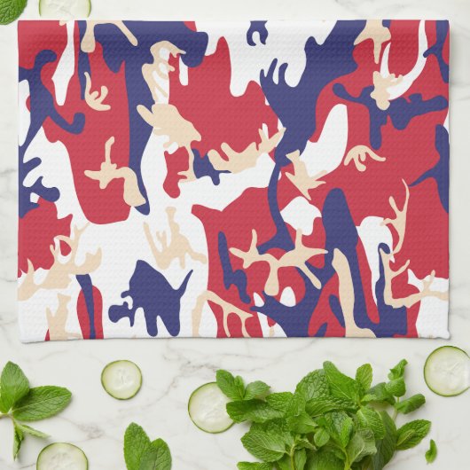 4th of July, Independence day, Camouflage Beige Geschirrtuch (Gefaltet)