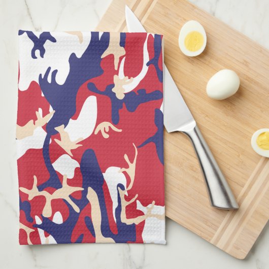 4th of July, Independence day, Camouflage Beige Geschirrtuch (Viertel Falte)