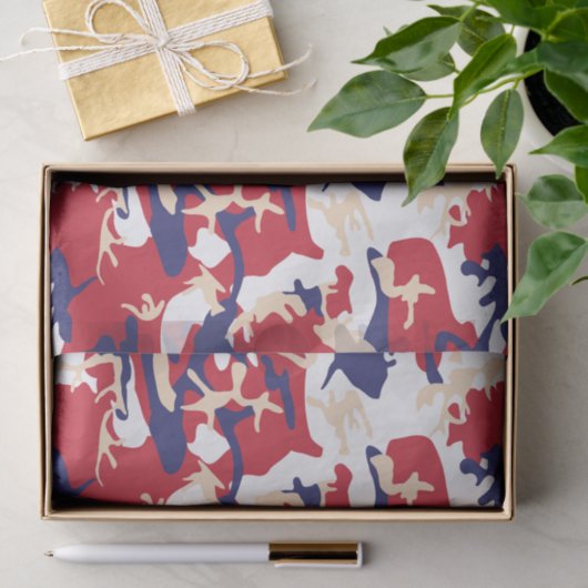 4th of July, Independence day, Camouflage Beige Seidenpapier (Geschenk)