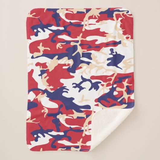 4th of July, Independence day, Camouflage Beige Sherpadecke (Vorderseite)