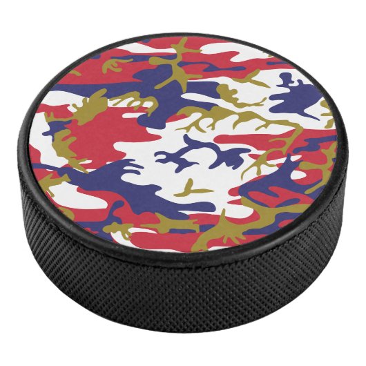 4th of July, Independence day, Camouflage Gold Eishockey Puck (3/4)